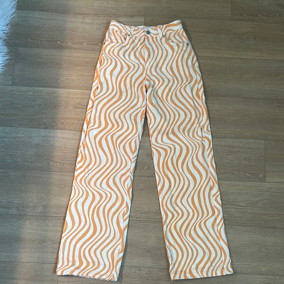 Zara Orange and White Patterned Jeans - Picture 1 of 8